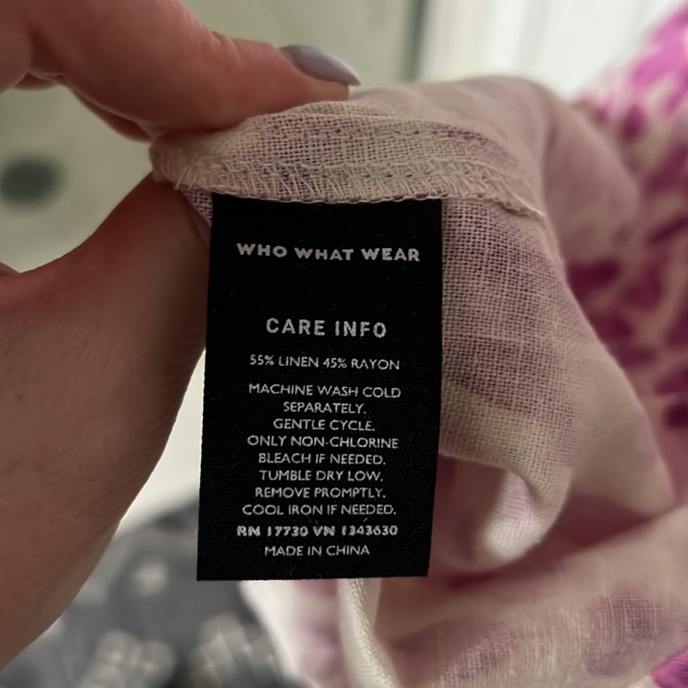 Who What Wear Pink Leopard Linen Blend Puff Sleeve Midi Dress - Picture 6 of 6